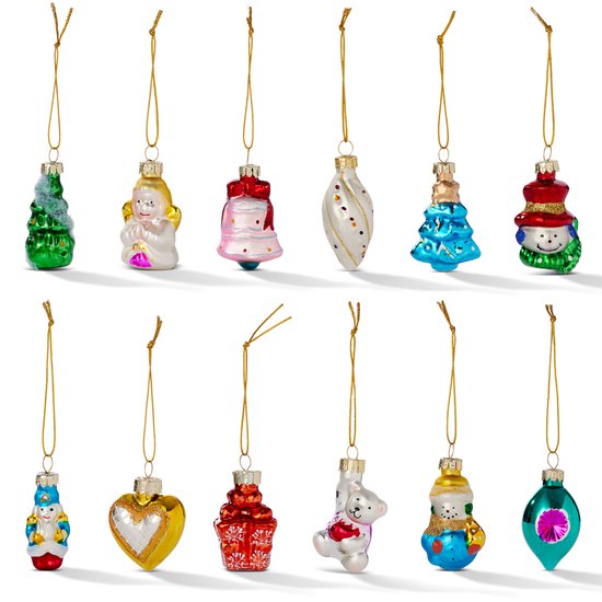 THE TWIDDLERS 12 Vintage Glazen Kerstballen, 6cm - Hangende Kerstboomversiering, Kerst Decoratie