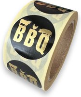 BBQ sticker - 250 Stuks - rond 25mm - goud - zwart - food sticker - slagers etiket - poeliers etiket - voedseletiket - bbq lovers- HACCP sticker
