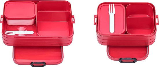 2-delige bento lunch box-set Take a Break, Limited Edition, Small of Large, broodtrommel met bakjes, geschikt voor maximaal 4 of 8 boterhammen, TPE/PP/ABS, 0 mm Nordic Red (rood)