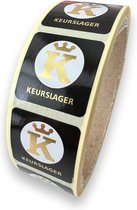 Keurslager sticker - 250 Stuks - vierkant 25mm - goud - zwart - food sticker - slagers etiket - keurslagers productsticker -voedseletiket - HACCP sticker