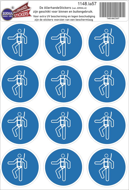 Valbeveiliging verplicht, pictogram sticker set 12 stuks. | bol.com