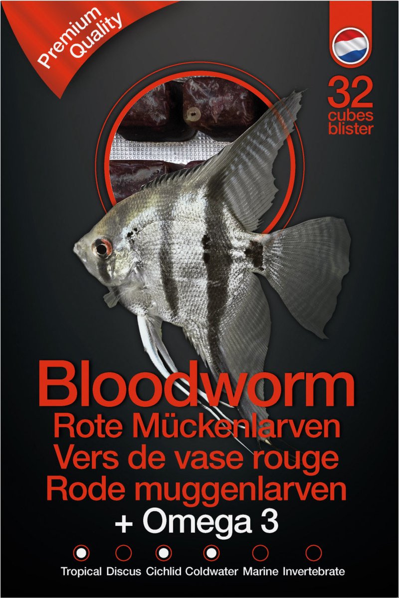 DS Rode muggenlarven met omega 3 | diepvries visvoer | 100 gram | 32 blokjes Diepvries