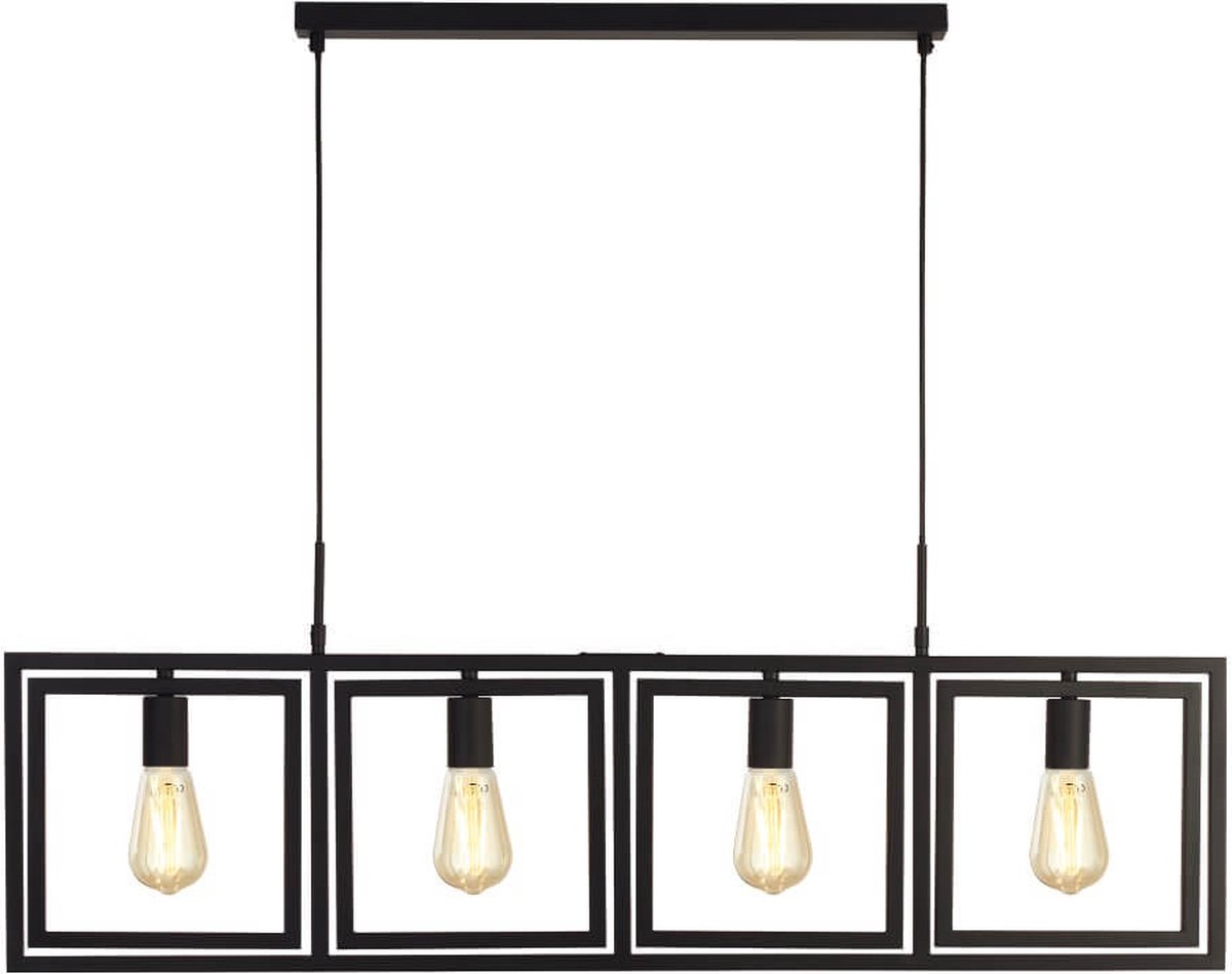 Searchlight PLAZA Hanglamp 4 Lichts Zwart Verstelbaar