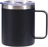 Mastersøn Thermosbeker met Handvat – Koffiebeker To Go - Travel Mug voor Koffie – Lekvrije Deksel – 360 ml - Zwart