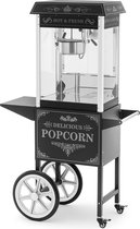 Royal Catering Popcornmachine met trolley - Retro design - 150 / 180 °C - zwart - Koninklijke Horeca