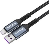 NÖRDIC USBC-N1363 USB-C naar USB-A kabel - USB3.2 Gen1 - 3A 5Gbps- PD 60W - 1.5m - Zwart
