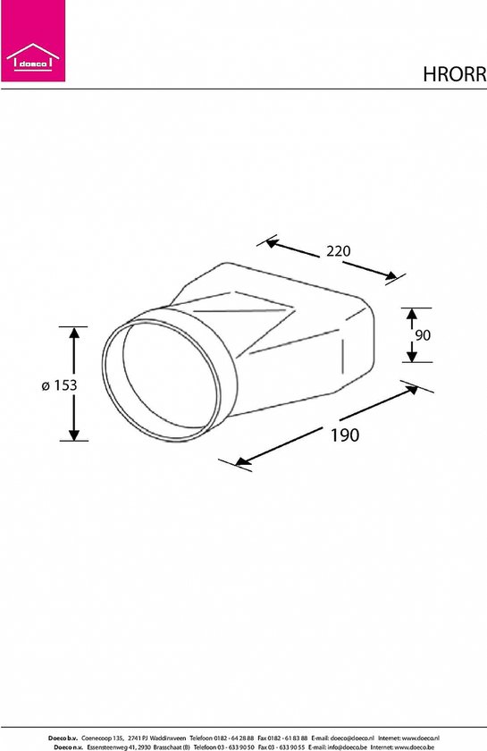 Luchtafvoer flow Overgangstuk rond naar recht 220x90 | bol