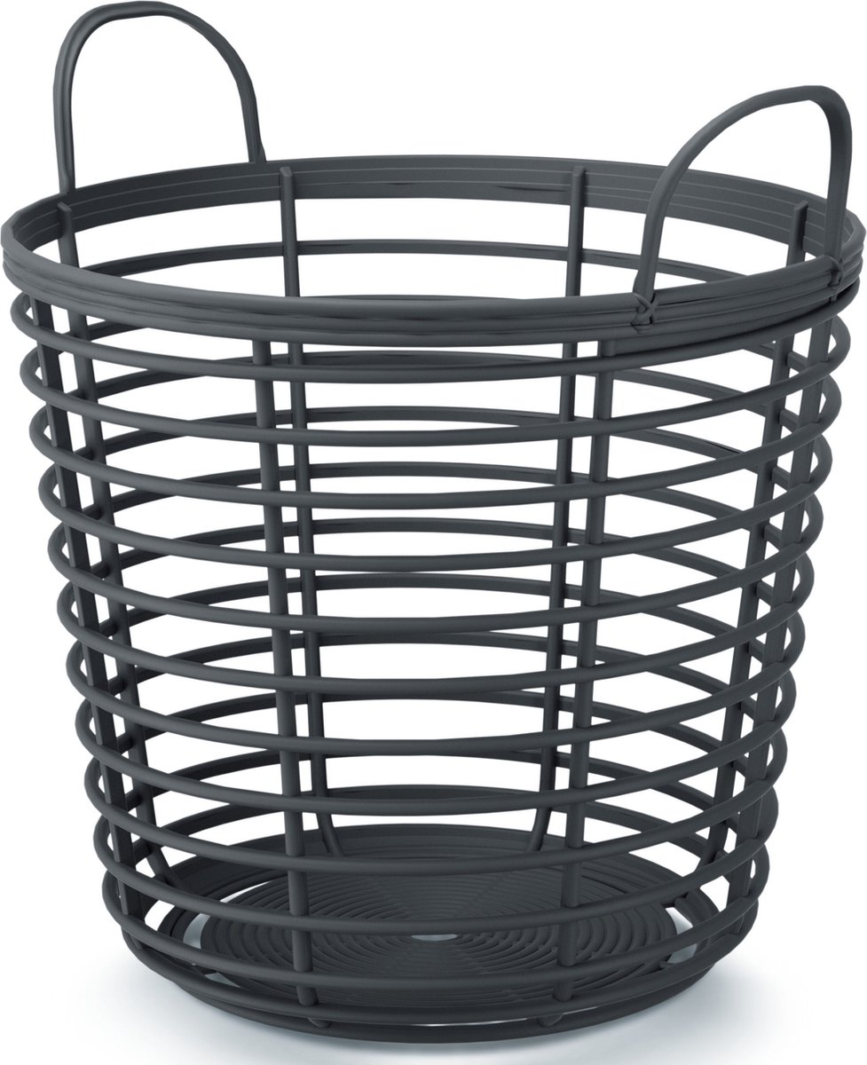 Prosperplast Draadmand - antraciet - D43 x H43 cm - kunststof - wasmand - opbergmand - 75 liter
