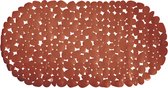 MSV Douche/bad anti-slip mat - badkamer - pvc - terracotta - 35 x 68 cm - zuignappen - steentjes motief
