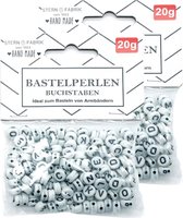 Stern Fabric Letterkralen - 320x - wit - 6 mm - kunststof - alfabet knutselkralen