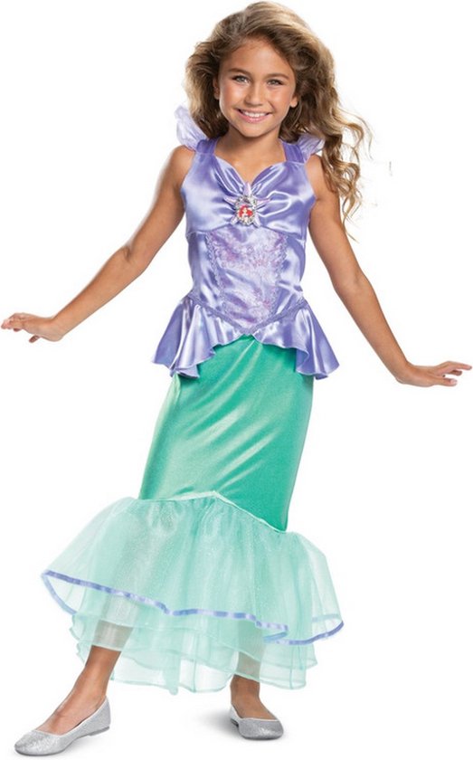 Smiffy's - Ariel de Zeemeermin Kostuum - Disney De Kleine Zeemeermin Ariel Deluxe - Meisje - Groen, Paars - Medium - Carnavalskleding - Verkleedkleding