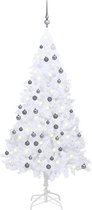 vidaXL - Kunstkerstboom - met - verlichting - en - kerstballen - 120 - cm - PVC - wit