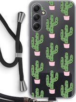 Case Company® - Hoesje met koord geschikt voor Samsung Galaxy A34 hoesje met Koord - Cactus Lover - Telefoonhoesje met Zwart Koord - Bescherming aan alle Kanten en Over de Schermrand