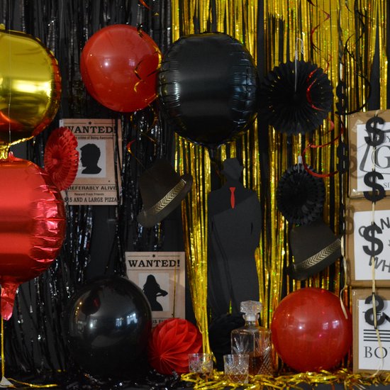 My Theme Party - 65 stuks Maffia feestpakket - Thema Feestversiering - Black & Gold versiering