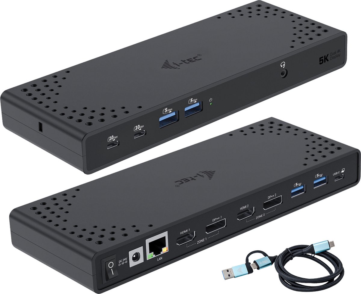 i-tec CADUA4KDOCKPDL2IT laptop dock & poortreplicator Bedraad USB 3.2 Gen 1 (3.1 Gen 1) Type-C Zwart