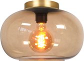 Goudkleurige plafondlamp | 1 lichts | bruin / goud | niet spiegelend | glas / metaal | diameter 31 cm | eetkamer / woonkamer / slaapkamer / hal | modern / sfeervol design