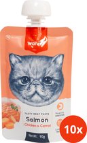 Wanpy Tasty Meat Paste Kat Zalm Kip & Wortel - Voordeelpack 10 Stuks - Kattensnack
