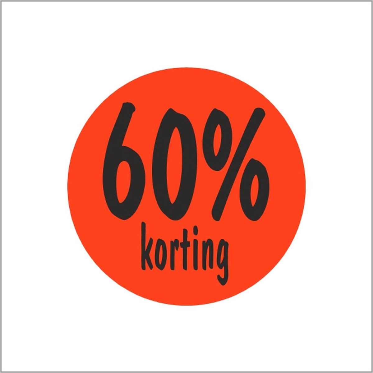 Promotie Stickers - "60% Korting" - Fluor Rood - Ø35 mm - (500 STUKS) - Sluitstickers - Sluitzegels - Etiketten - Stickers - Fel Oranje - Korting stickers - Afprijsstickers