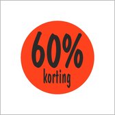 60% Korting Etiketten - Reclame Stickers - Ø35 mm - Fluor Rood - Rol van 500 stuks