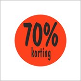 70% Korting Etiketten - Reclame Stickers - Ø35 mm - Fluor Rood - Rol van 500 stuks