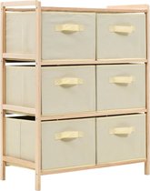 vidaXL - Opbergmeubel - met - 6 - stoffen - manden - cederhout - beige