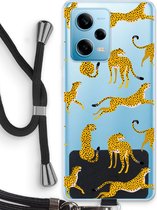 Case Company® - Hoesje met koord geschikt voor Xiaomi Redmi Note 12 Pro 5G hoesje met Koord - Luipaard - Telefoonhoesje met Zwart Koord - Bescherming aan alle Kanten en Over de Schermrand