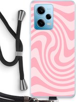 Case Company® - Coque Xiaomi Redmi Note 12 Pro avec cordon - Swirl Rose - Coque de téléphone avec cordon Zwart - Protection sur tous les côtés et sur le bord de l'écran