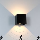 Luminize buitenlamp met bewegingssensor - wandlamp buiten - 12x12x12cm - 2700K - 20w - zwart - LED
