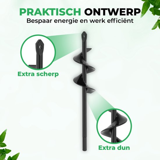 TWSOUL grondboor voor boormachine, tuinboor grondboor, tuin grondboor lang, plantboor, handboor grondboor grondboor paal gat (5X75cm