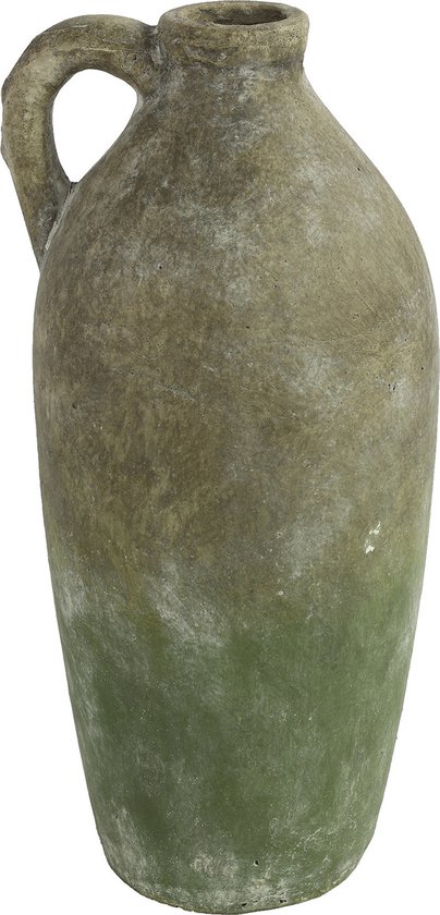 Countryfield Bloemenvaas Amphore kruik Marvin - grijs/groen - keramiek - D14 x H32 cm