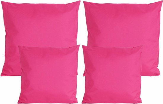 Anna Collection Bank/tuin kussens set - binnen/buiten - 4x stuks - fuchsia roze - In 2 formaten