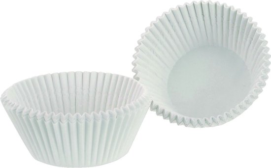 Muffin en cupcakes maken vormpjes - papier - wit - set 300x stuks - 6 cm