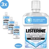 Listerine® Advanced White Goût Doux, rince-bouche, élimine la décoloration sévère pour des dents plus blanches en seulement 1 semaine, 500 ml- Lot de 3