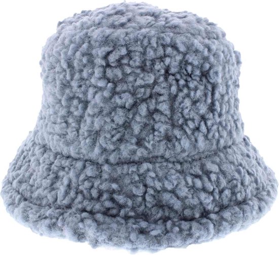 Zac's Alter Ego - Grey Teddy Bear Faux Fur Bucket hat / Vissershoed - Grijs