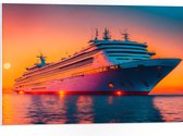 PVC Schuimplaat - Enorm Cruiseschip Varend over het Water tijdens Zonsondergang - 75x50 cm Foto op PVC Schuimplaat (Met Ophangsysteem)