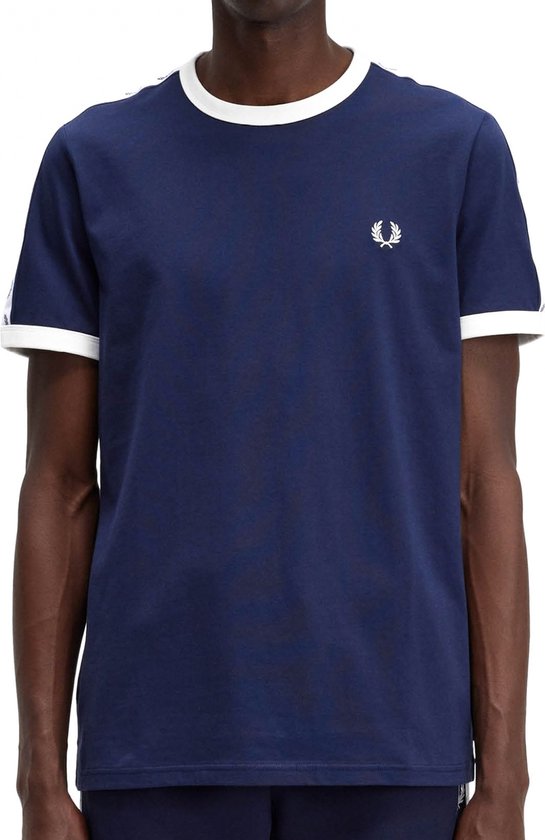 SINGLES DAY! Fred Perry - T-Shirt Navy M4620 - Heren - Maat M - Modern-fit