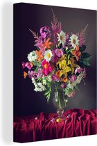 Peinture sur toile - Fleurs - Bouquet - Nature morte - Vase - Photo sur toile - Toile entoilée - 30x40 cm - Peintures sur toile - Décoration murale - Chambre