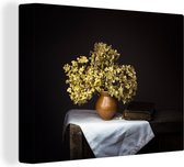 Canvas Schilderij Gedroogde bloemen - Vaas - Stilleven - 80x60 cm - Wanddecoratie