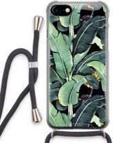 Case Company® - Coque iPhone SE 2020 avec cordon - Feuilles de bananier - Coque pour téléphone avec cordon Zwart - Protection Extra sur tous les côtés et sur le bord de l'écran