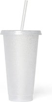 Brash - XXL Cup 710ML - Gobelet Glitter - Le gobelet Starbucks ressemble à - Gourde avec couvercle et paille - Glitter Transparent