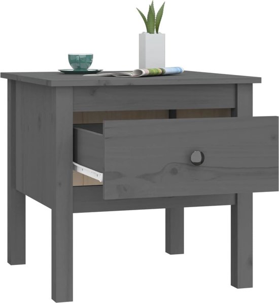 vidaXL - Bijzettafels - 2 - st - 50x50x49 - cm - massief - grenenhout - grijs