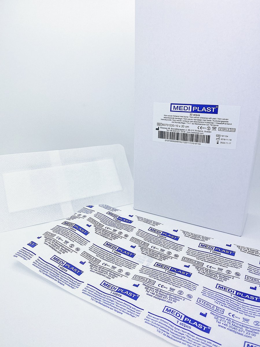 Goedkoopste Mediplast Non-Woven Eilandpleister 10cm x 20cm - Doos 30 stuks