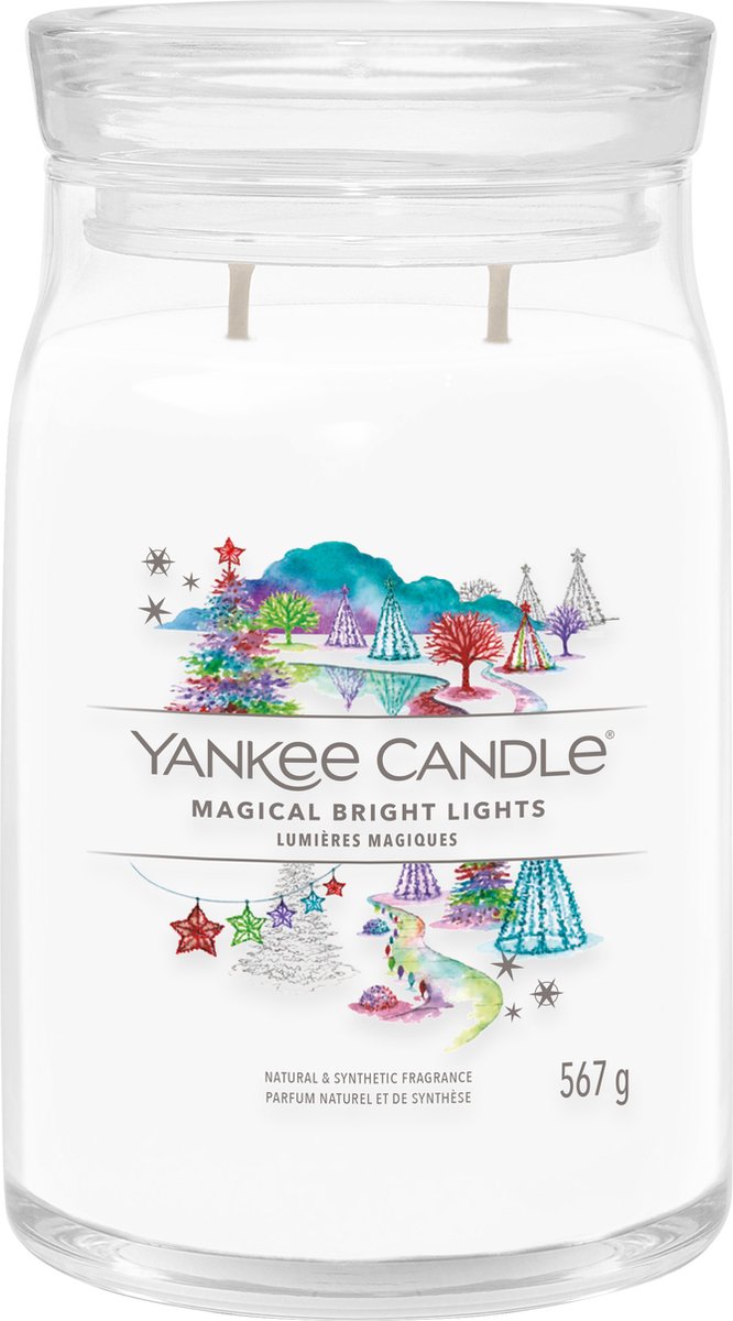 Yankee Candle Magical Bright Lights Large Jar - tot 90 branduren - twee lonten Wit