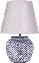 BRUBAKER Lampe de table lampe de chevet - 30,5 cm - gris - pied de lampe en céramique - abat-jour lin gris clair