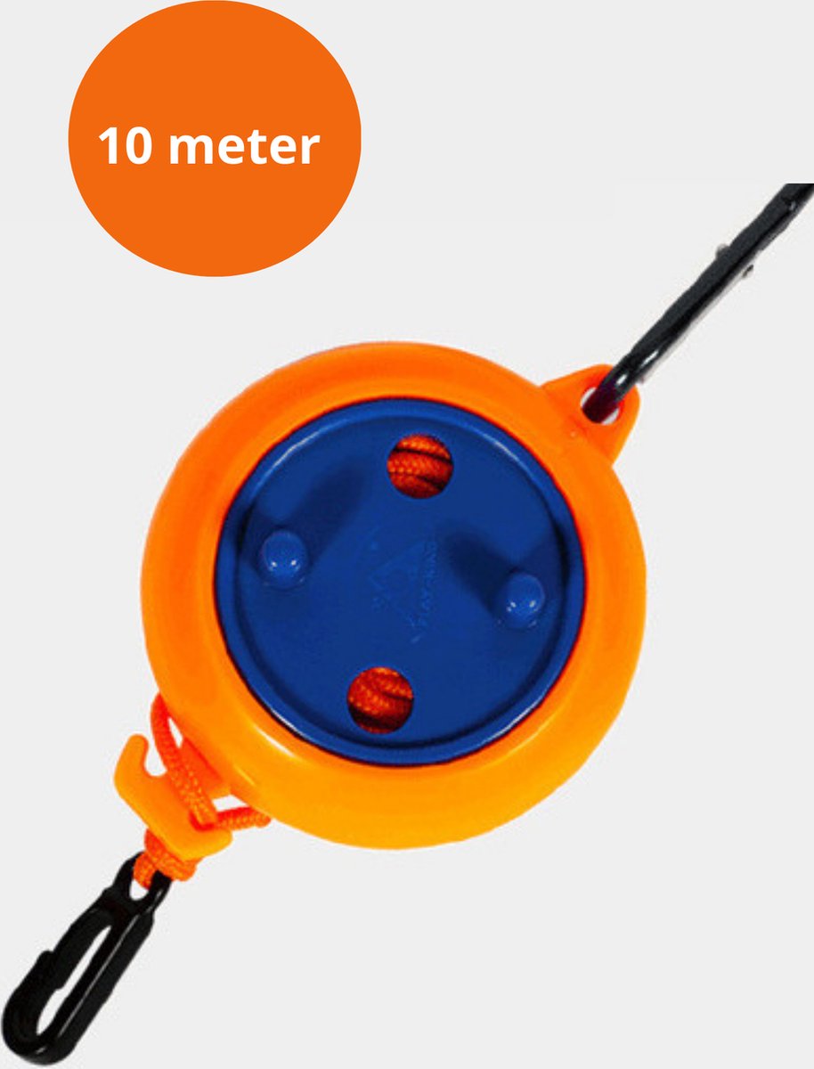 V&P Waslijn Uittrekbaar 10 Meter - oranje - Drooglijnen - Roldrooglijn - Oprolbaar - Waslijndraad - Wasrek - Droogrek - ideaal voor op de camping