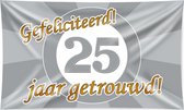XXL 25 Jaar Getrouwd Gevelvlag - Decoratie Versiering - Feestversiering - Zilver