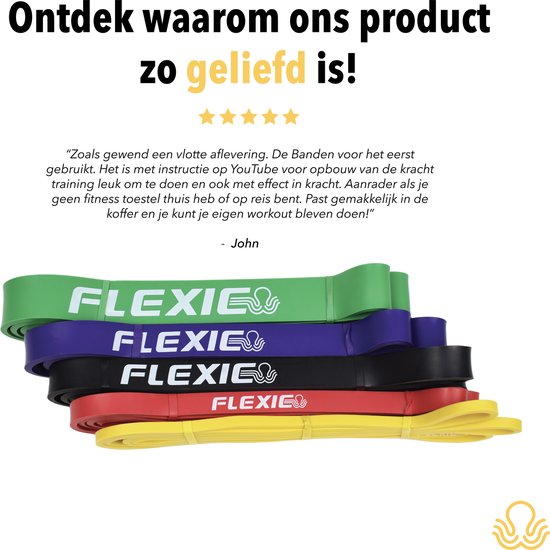 Flexie P-Band - Pull Up/Resistance Band - Power Bands - Weerstandsbanden - Fitness Elastiek - Powerlifting Banden - 140 kg - Set van 5 Banden