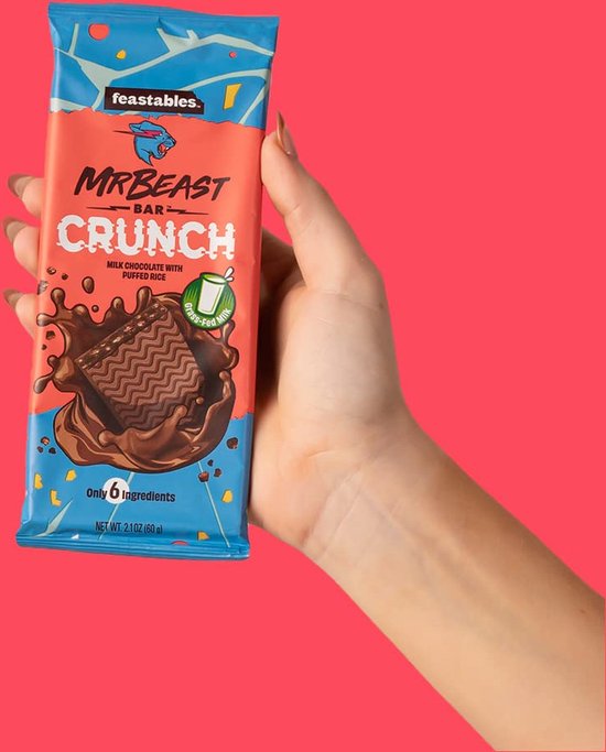 Barre de chocolat Feastables MrBeast Milk Crunch - Contient 10 barres de 60  grammes