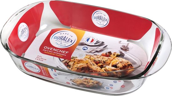 Luxe Ovenschaal - Duralex Ovenchef 2,5L - 33cm (DS) - Hoogwaardige Kwaliteit Glas Ovenschaal - Veilig en Duurzaam Koken