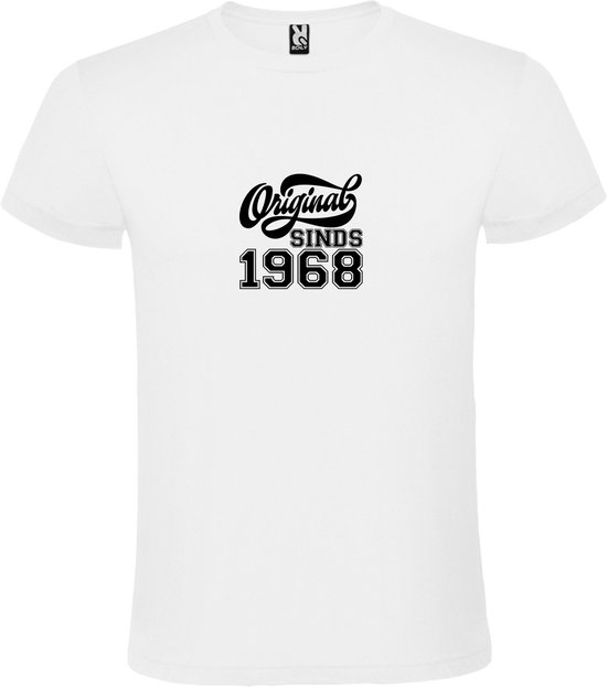Wit T-Shirt met “Original Sinds 1968 “ Afbeelding Zwart Size XXXXL